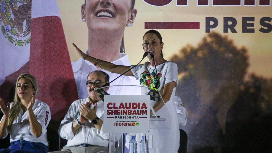 Claudia Sheinbaum promete en Yucatán ampliar el Tren Maya hasta Puerto Progreso