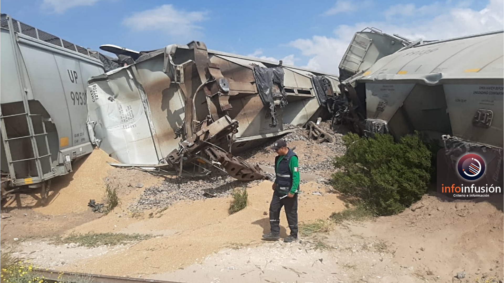 Tren carguero se descarrila en Nazareno, Lerdo