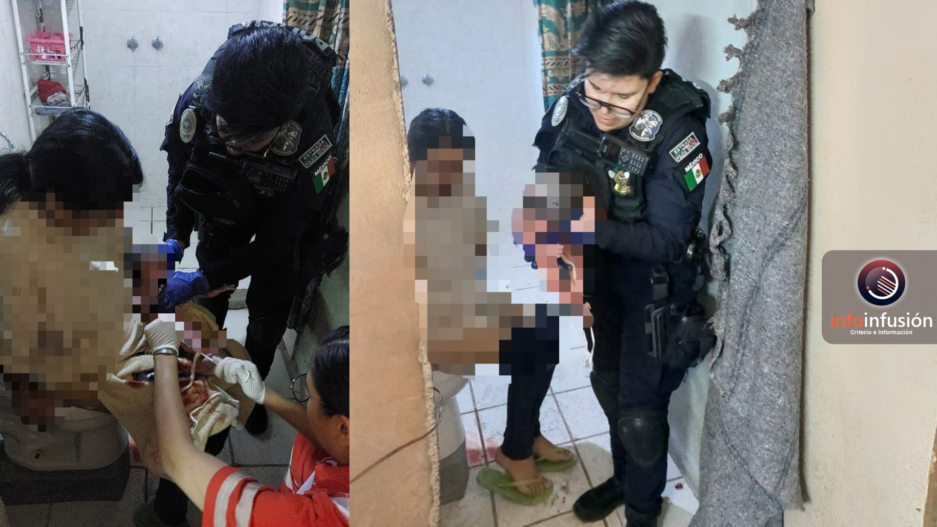 Policías salvan vida de un recién nacido en un baño