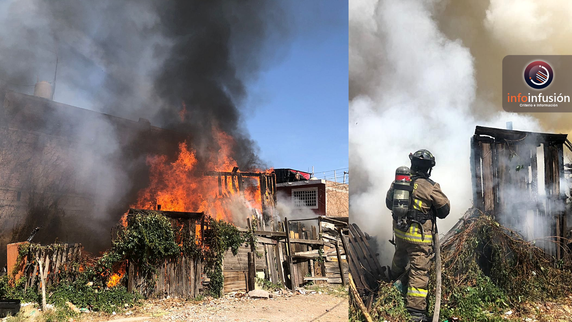 Contienen incendio en vivienda de materiales frágiles