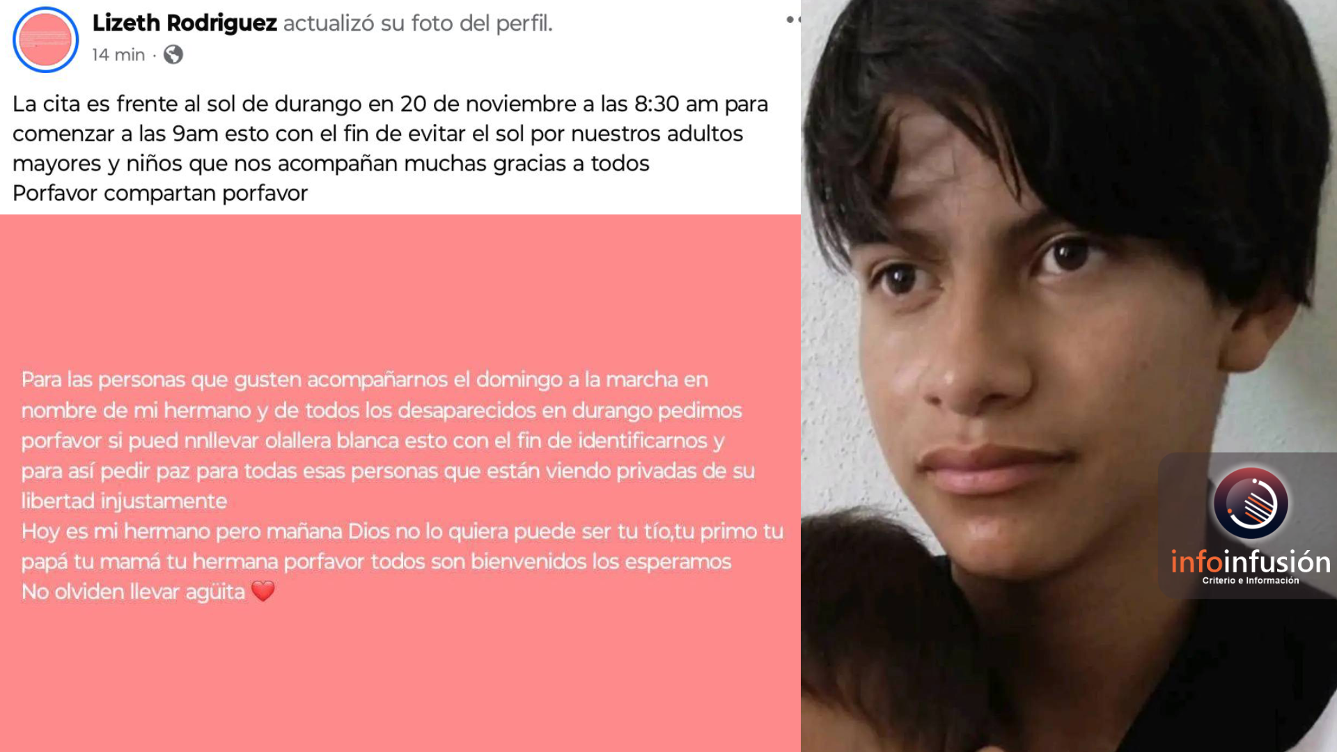 Convocan a nueva marcha por otro joven desaparecido en Durango