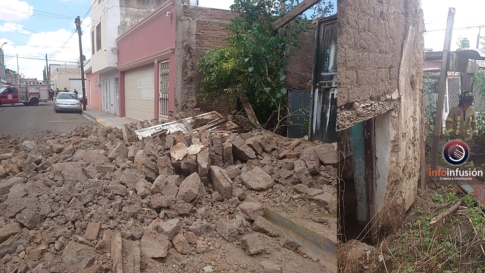 Colapsa barda de vivienda deshabitada en zona centro