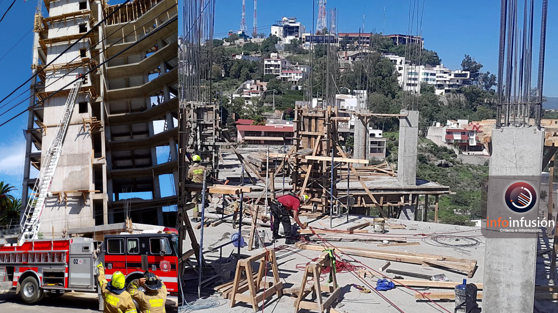 Trabajador sufre descarga eléctrica en décimo piso de una obra