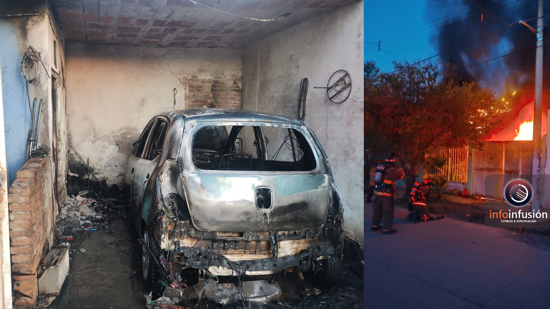 Fuego consume automóvil en domicilio de la Luis Echeverría
