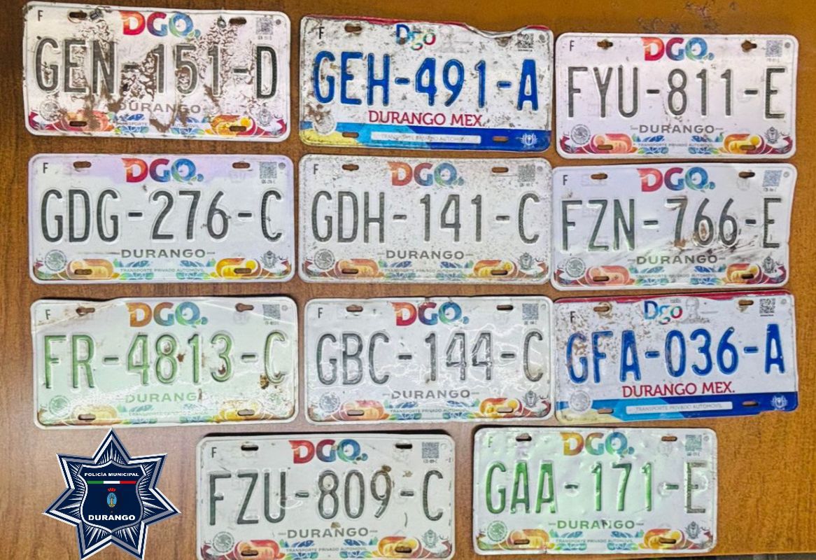 Localizan varias placas de vehículos extraviadas en Durango