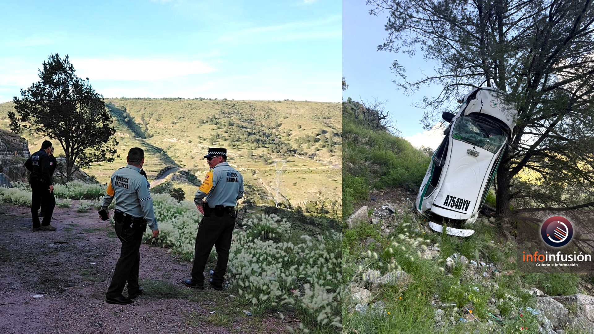 Hallan taxi desbarrancado en voladero de carretera a Mazatlán