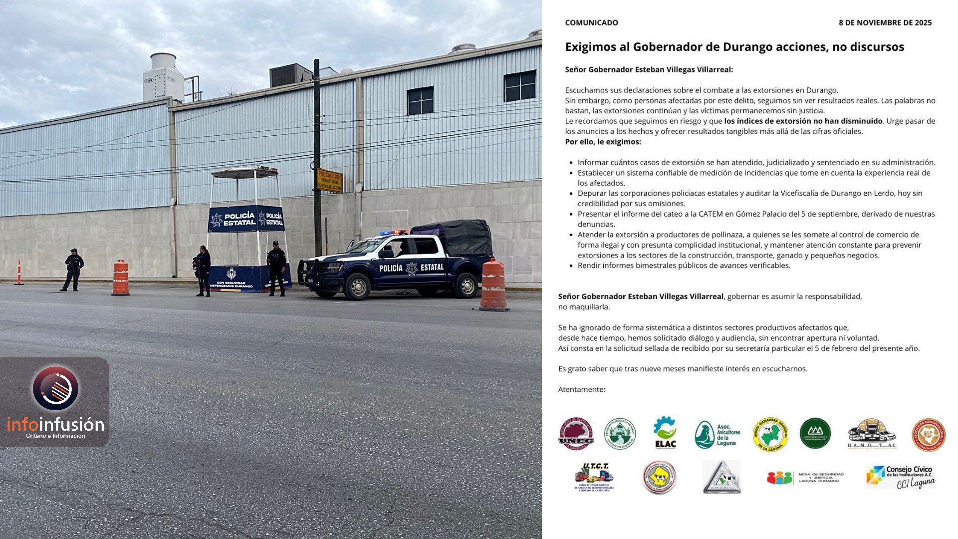 Reprochan a Esteban Villegas falta de resultados ante extorsiones en la Laguna.