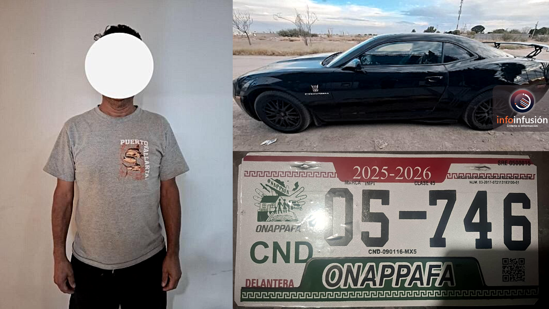 Aseguran Camaro nacional que usaba placas de ONAPPAFA