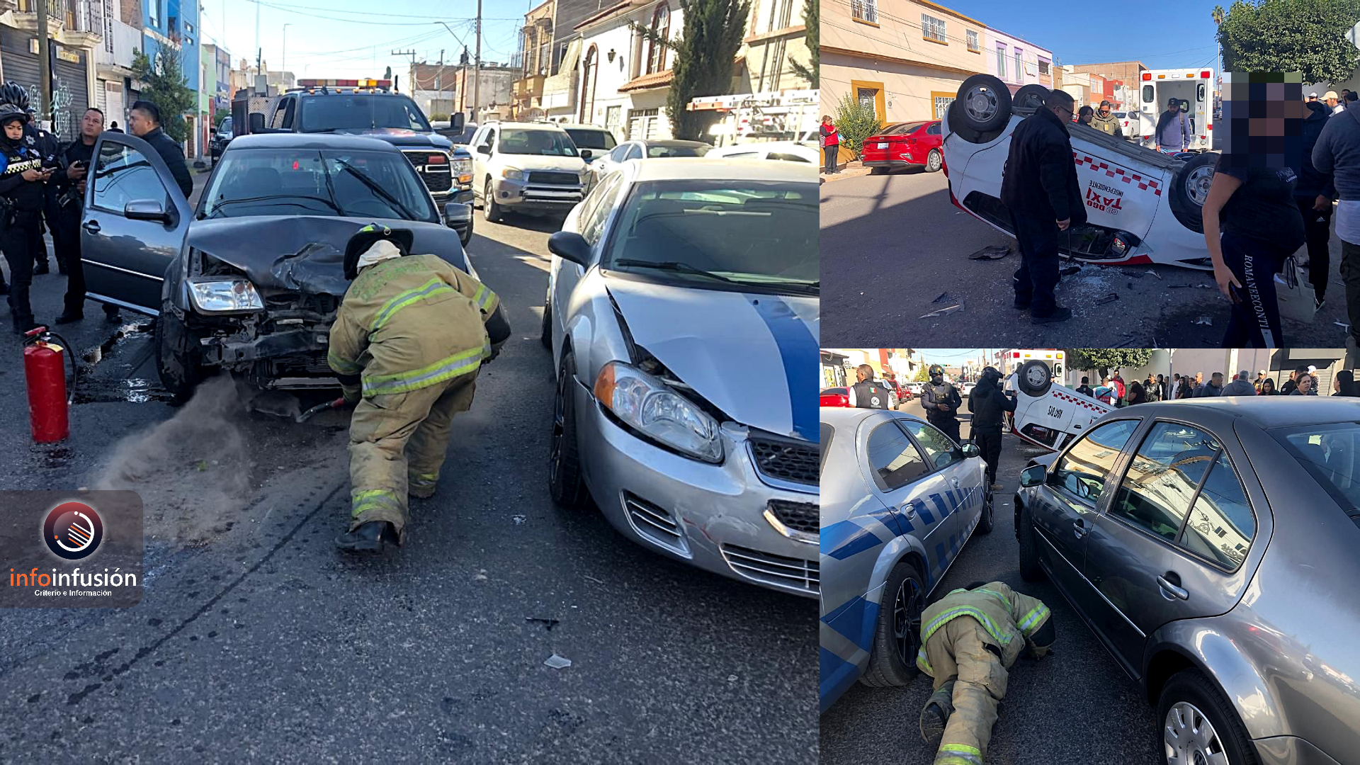 Mujer embarazada resulta lesionada tras choque y volcadura