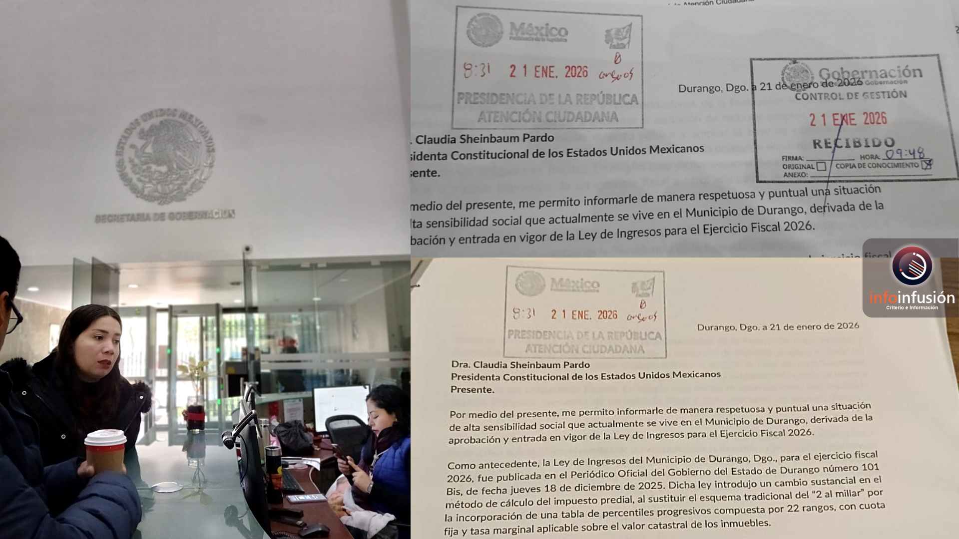 Llevan a Claudia Sheinbaum informe sobre el predialazo en Durango